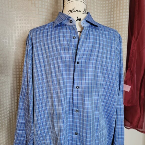 Robert Graham Blue Button Down Men's Shirt - Size XL - Picture 2 of 14